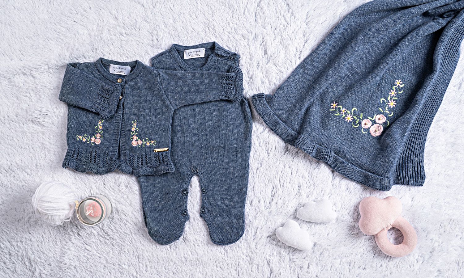 Saída Maternidade Tricot Casaquinho Bordado Rosa 03 Peças