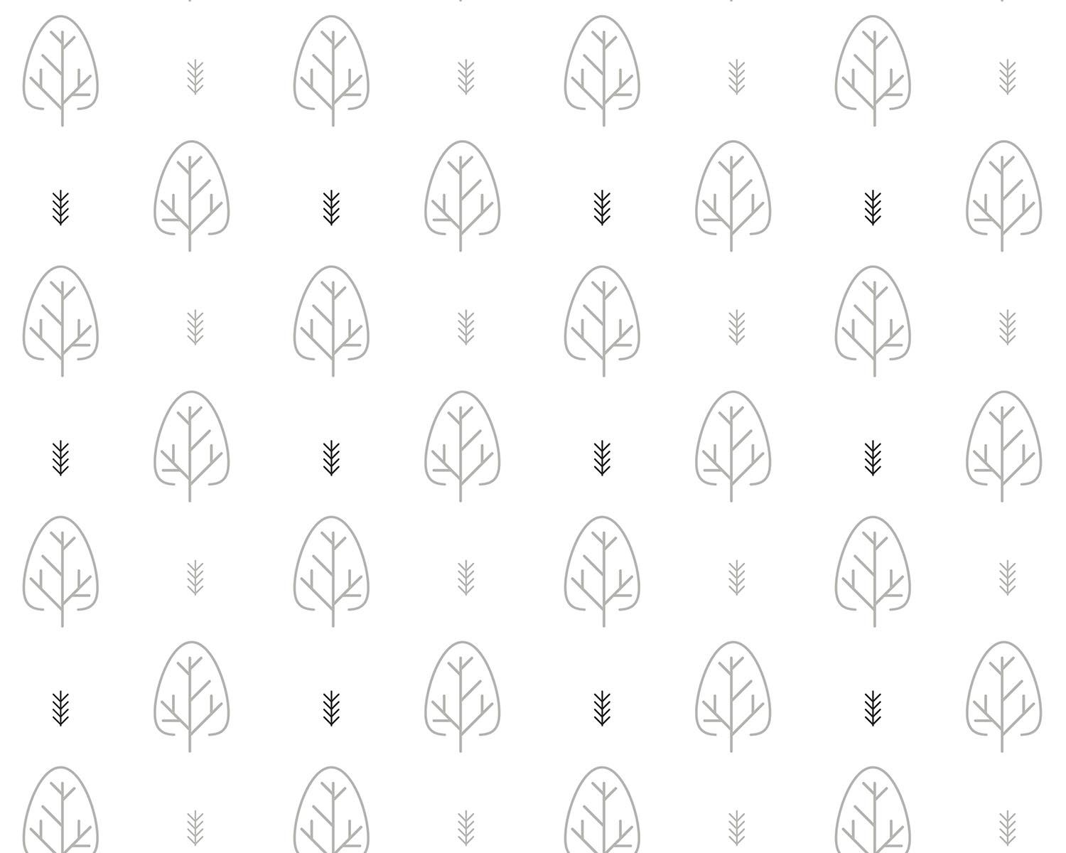 Papel de Parede Setas e Árvores Preto e Cinza