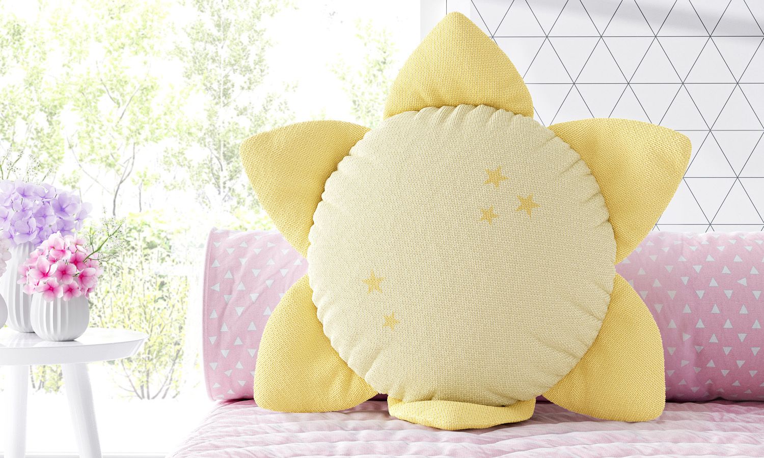 Almofada Sol Tricot Amarelo 30cm