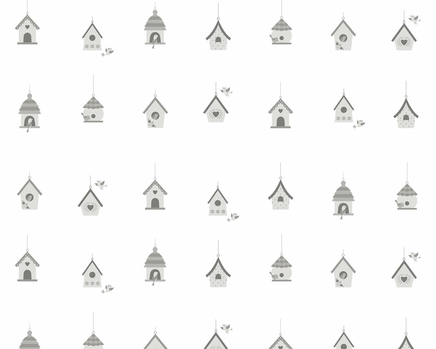 Papel de Parede Casa de Passarinhos Cinza