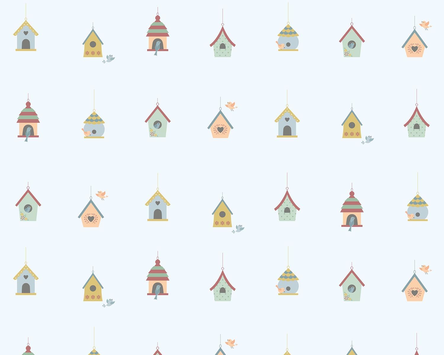 Papel de Parede Casa de Passarinhos Cinza