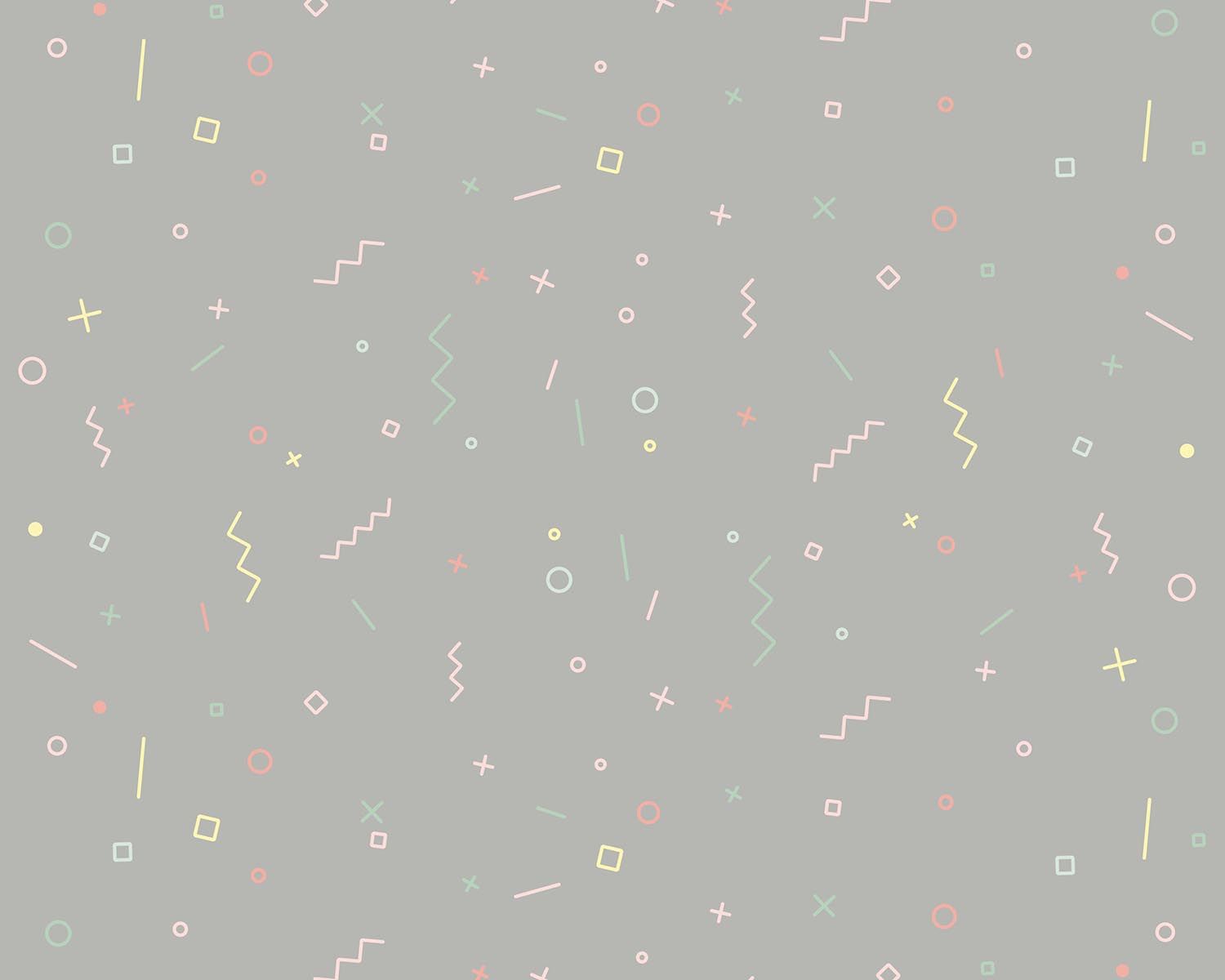 Papel de Parede FUN Fundo Cinza com Tons Pastéis