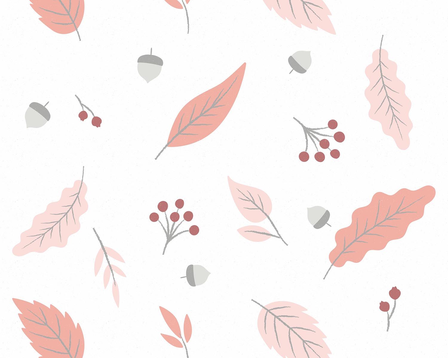 Papel de Parede Outono Tons Suaves com Verde Água e Rosa Antigo