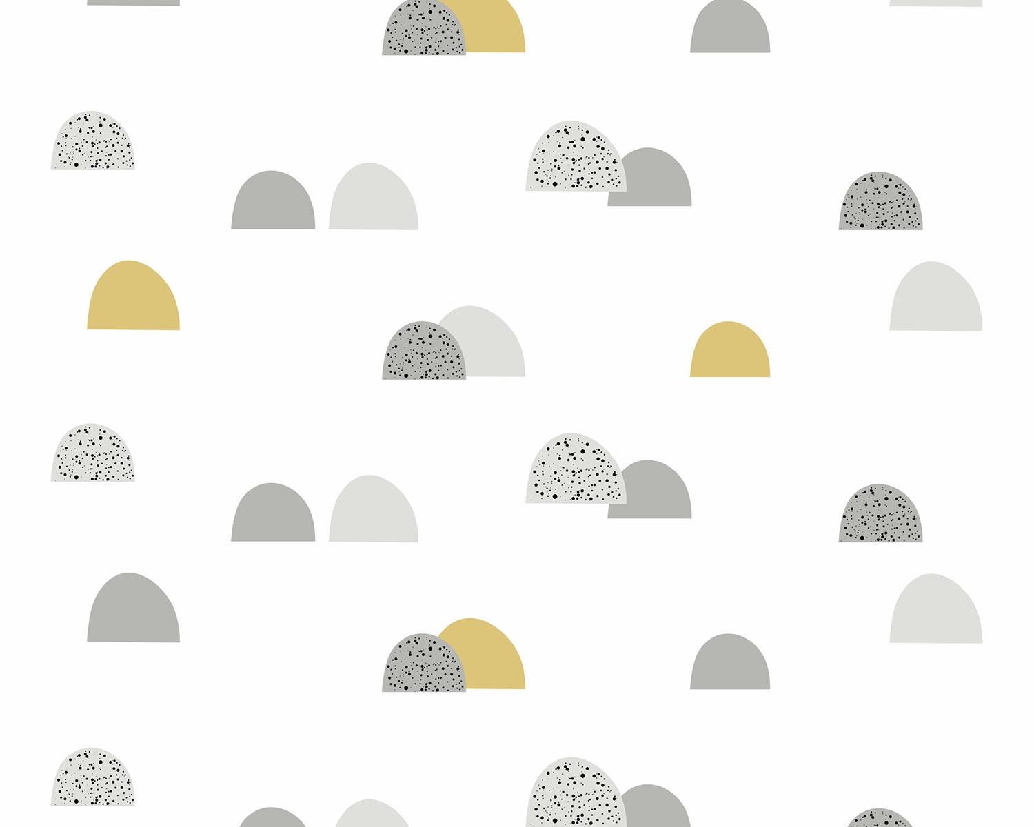 Papel de Parede Pedras Cinza, Preto e Açafrão