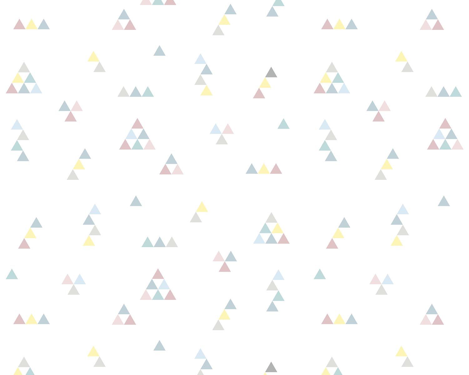 Papel de Parede Mini Triângulos Fundo Cinza com Branco