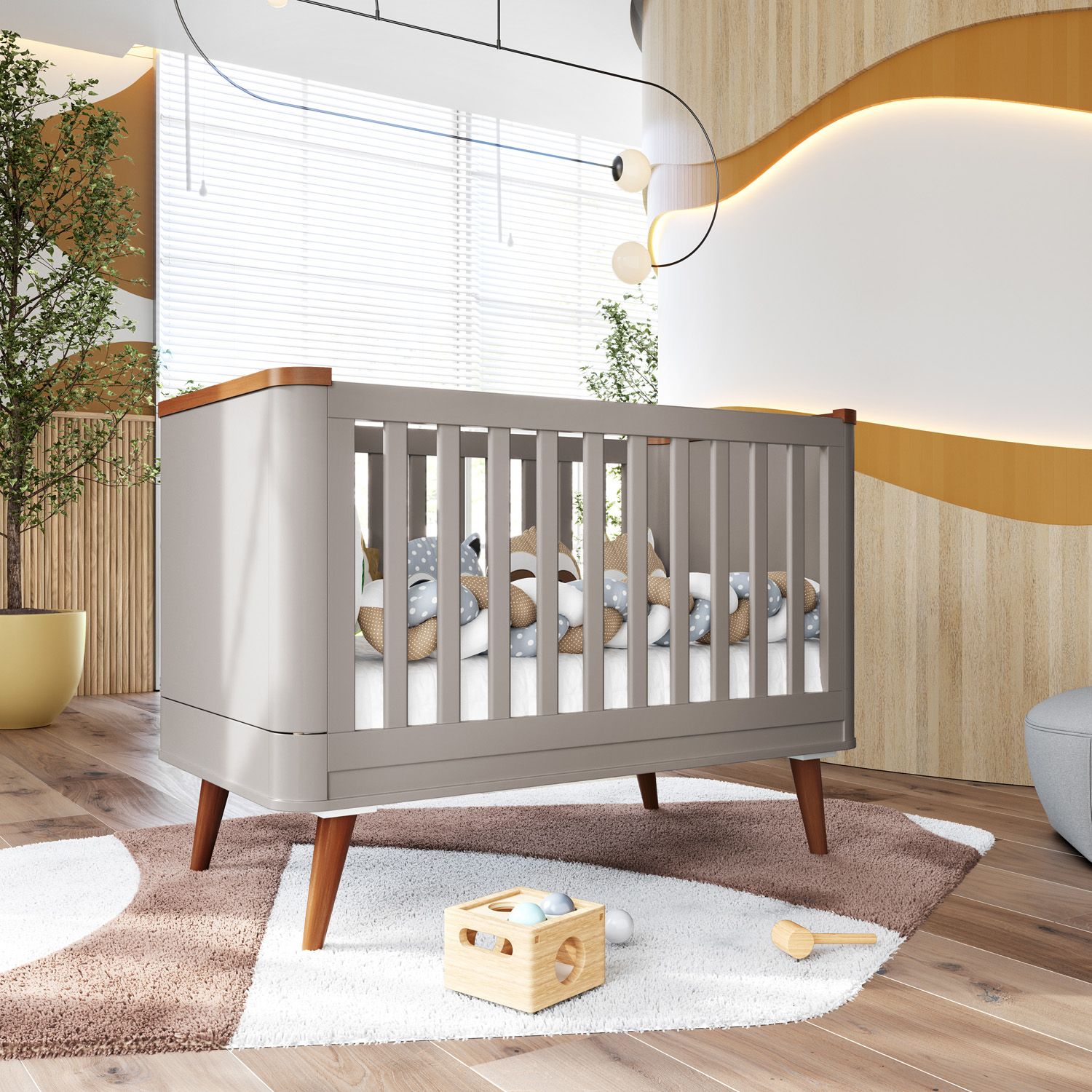 Berço Americano Branco Confort + Mini Colchão Brinde