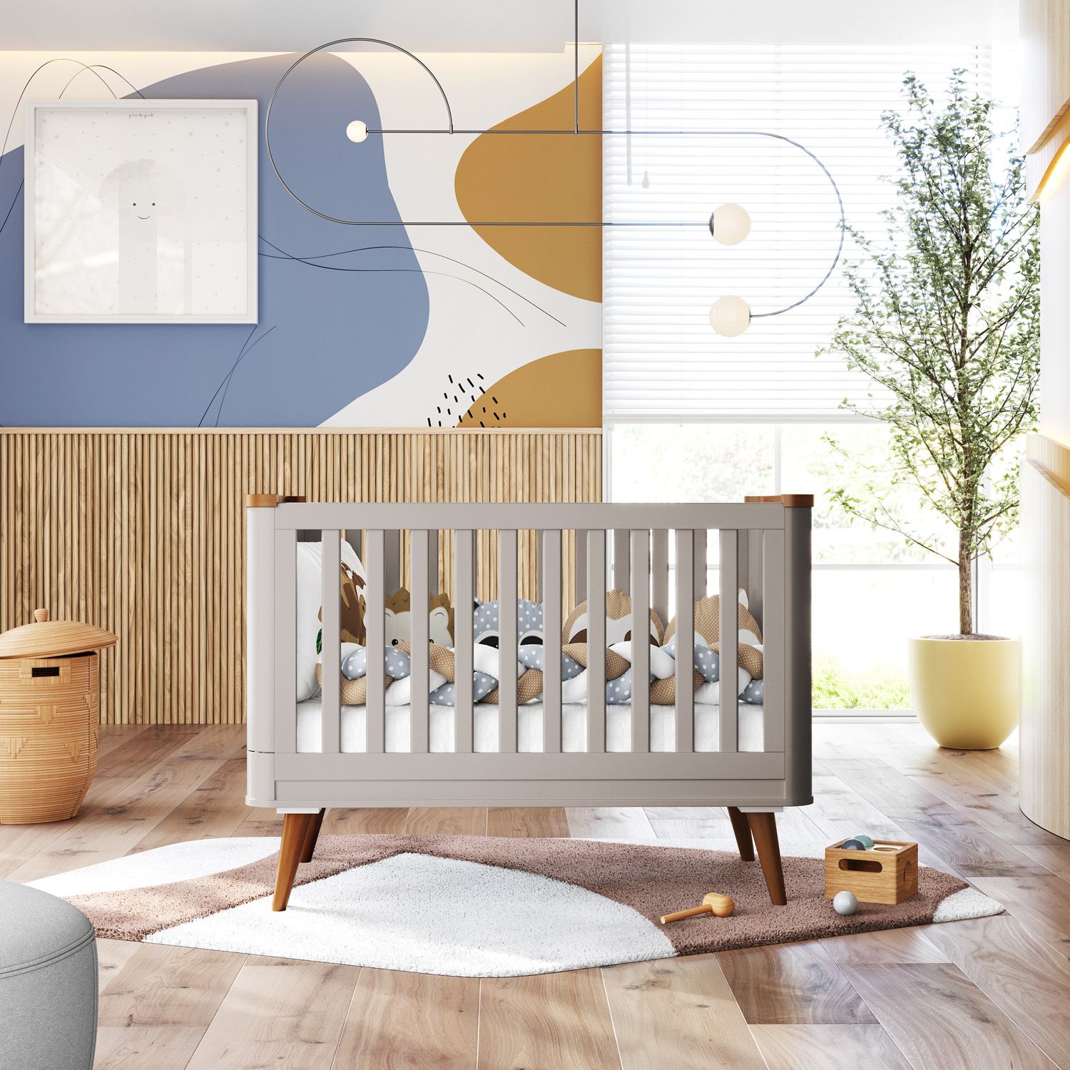 Berço Americano Branco Confort + Mini Colchão Brinde