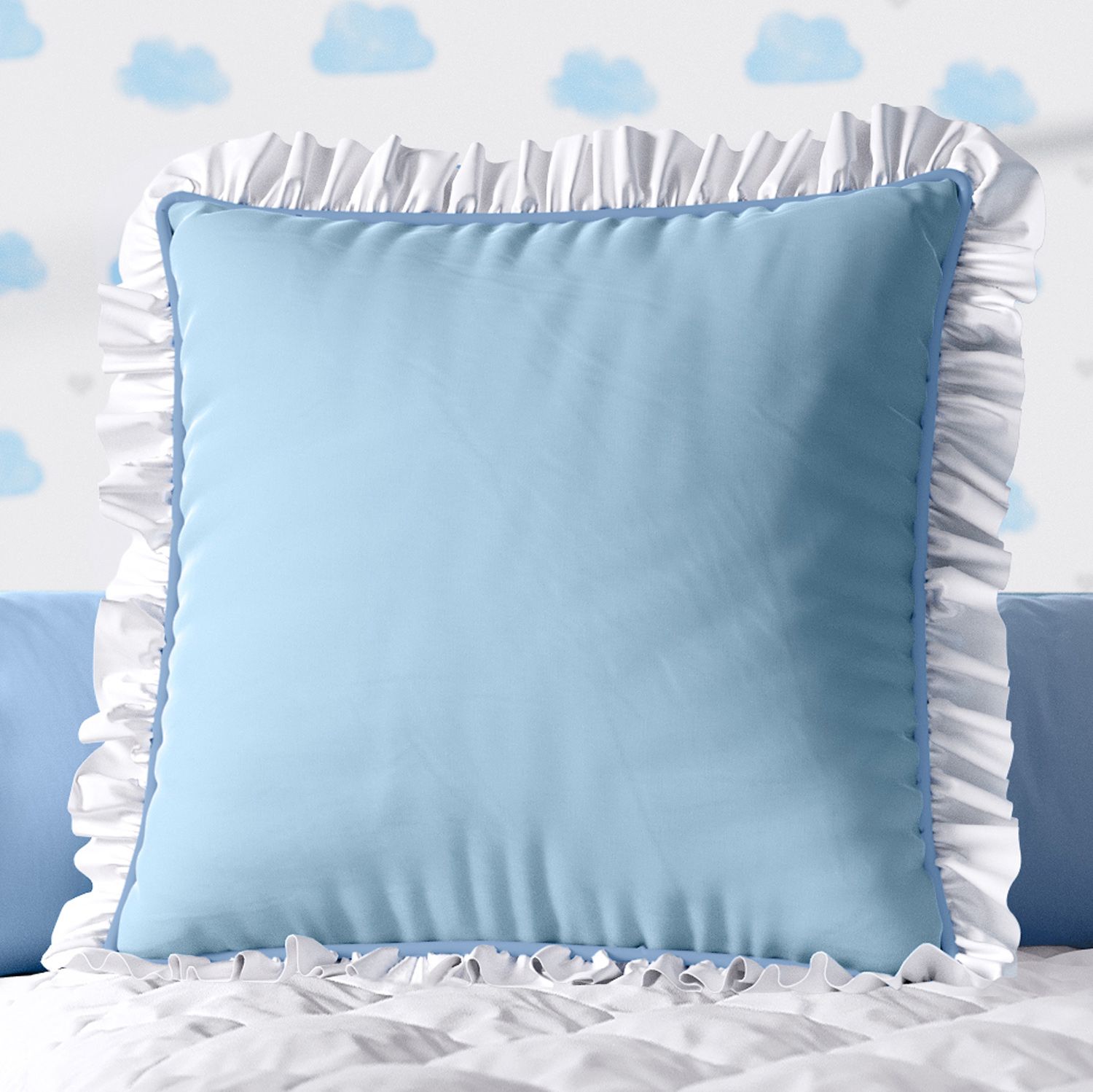 Almofada Quadrada Rosa Babadinho Branco 38cm