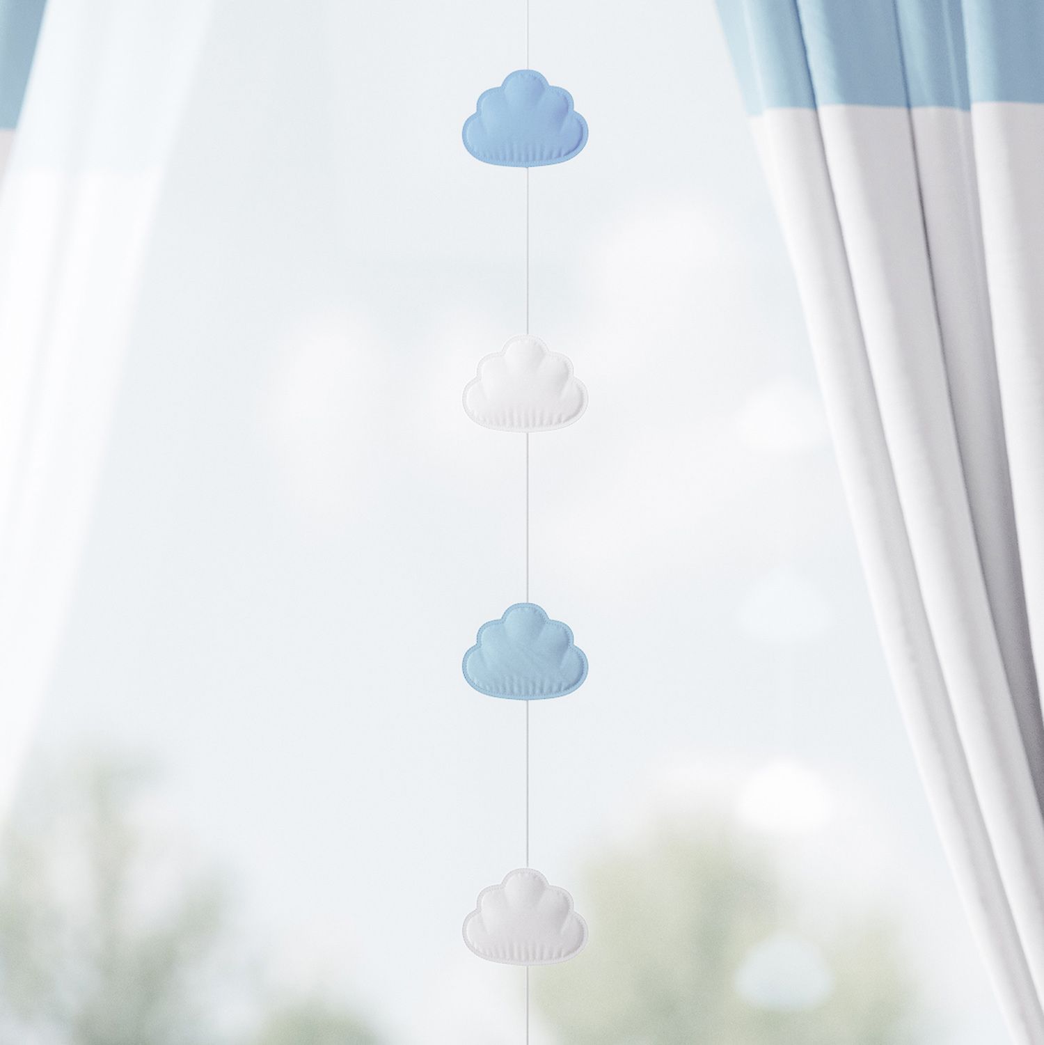 Pêndulo Cortina Nuvem Azul/Branco
