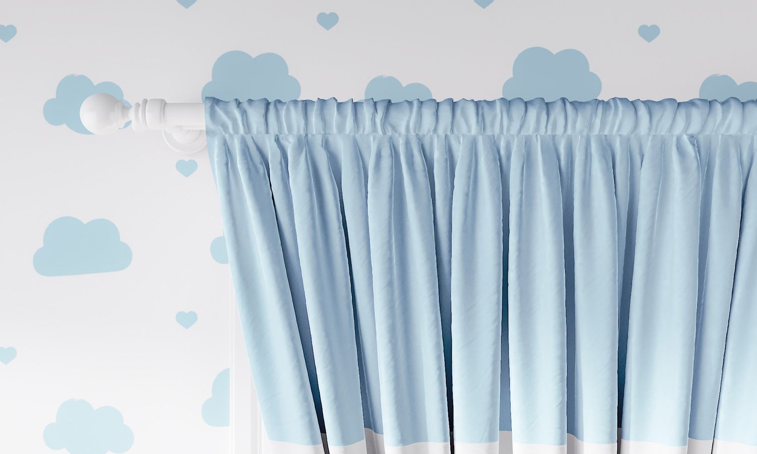 Cortina Branca e Azul com Laços