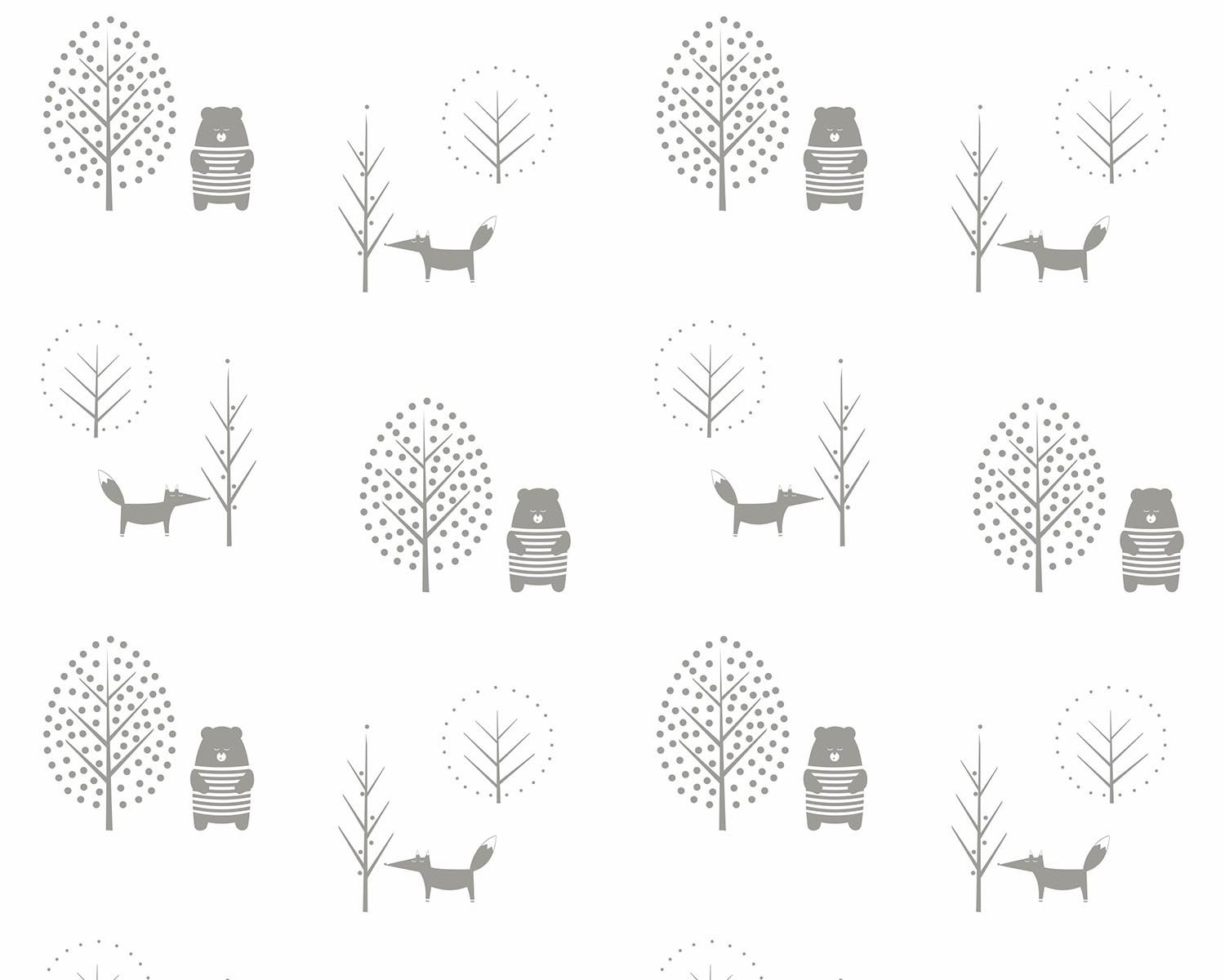 Papel de Parede Ursos Cinza