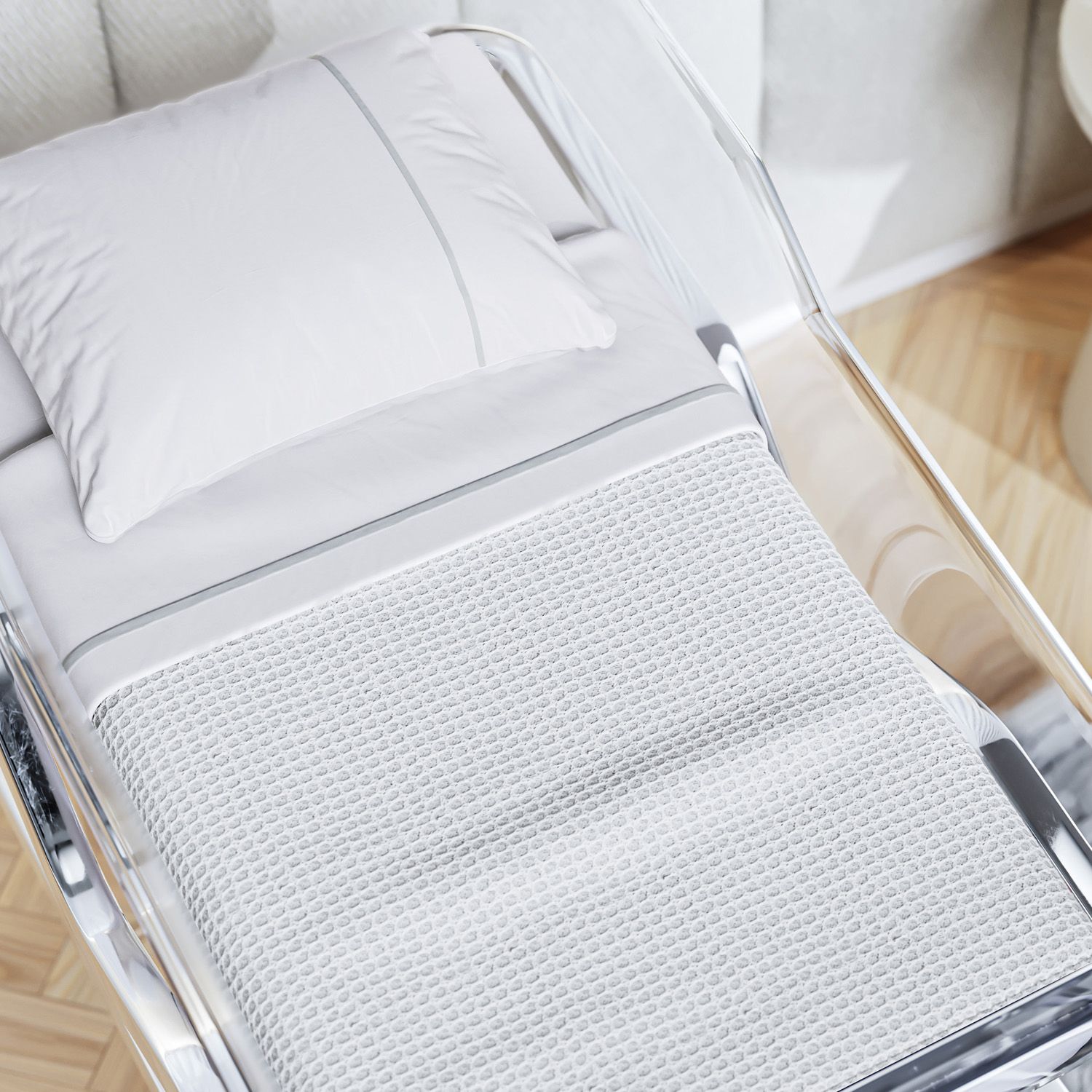 Manta Tricot Colmeia Berço Maternidade Branco 85cm