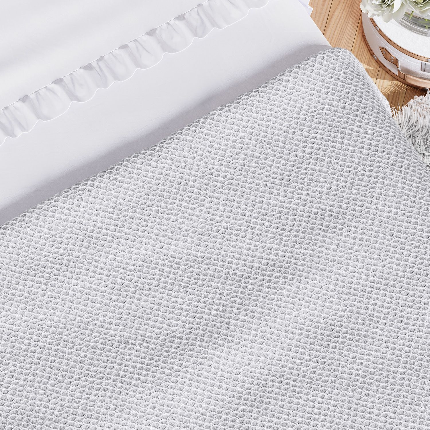 Manta Tricot Colmeia Cama Maternidade Branco 2,55M