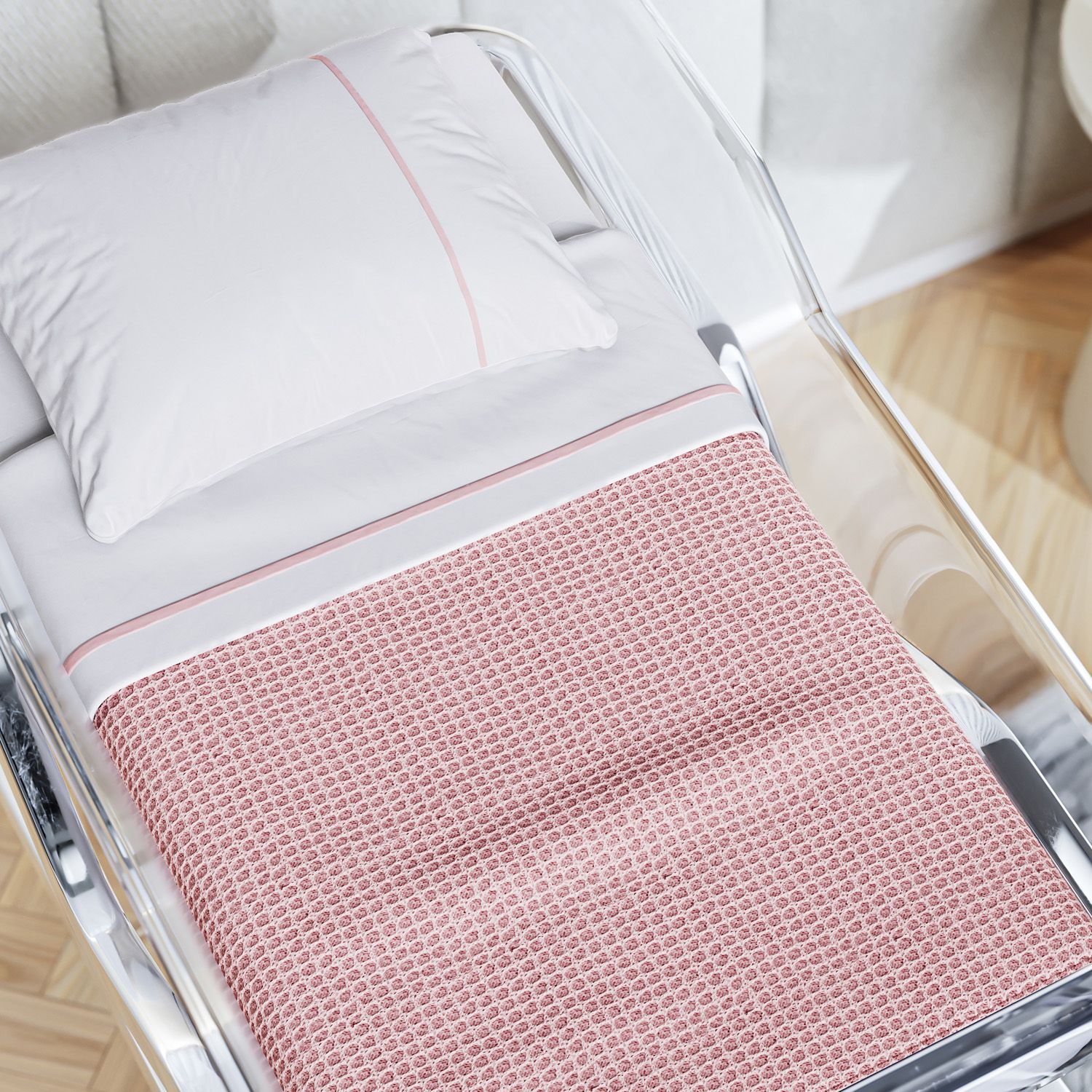 Manta Tricot Colmeia Berço Maternidade Branco 85cm