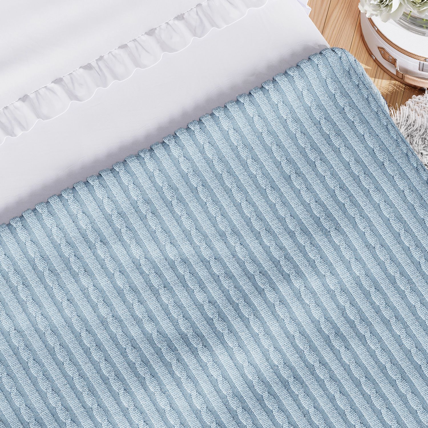 Manta Tricot Trança Cama Maternidade Rosa 2,55M