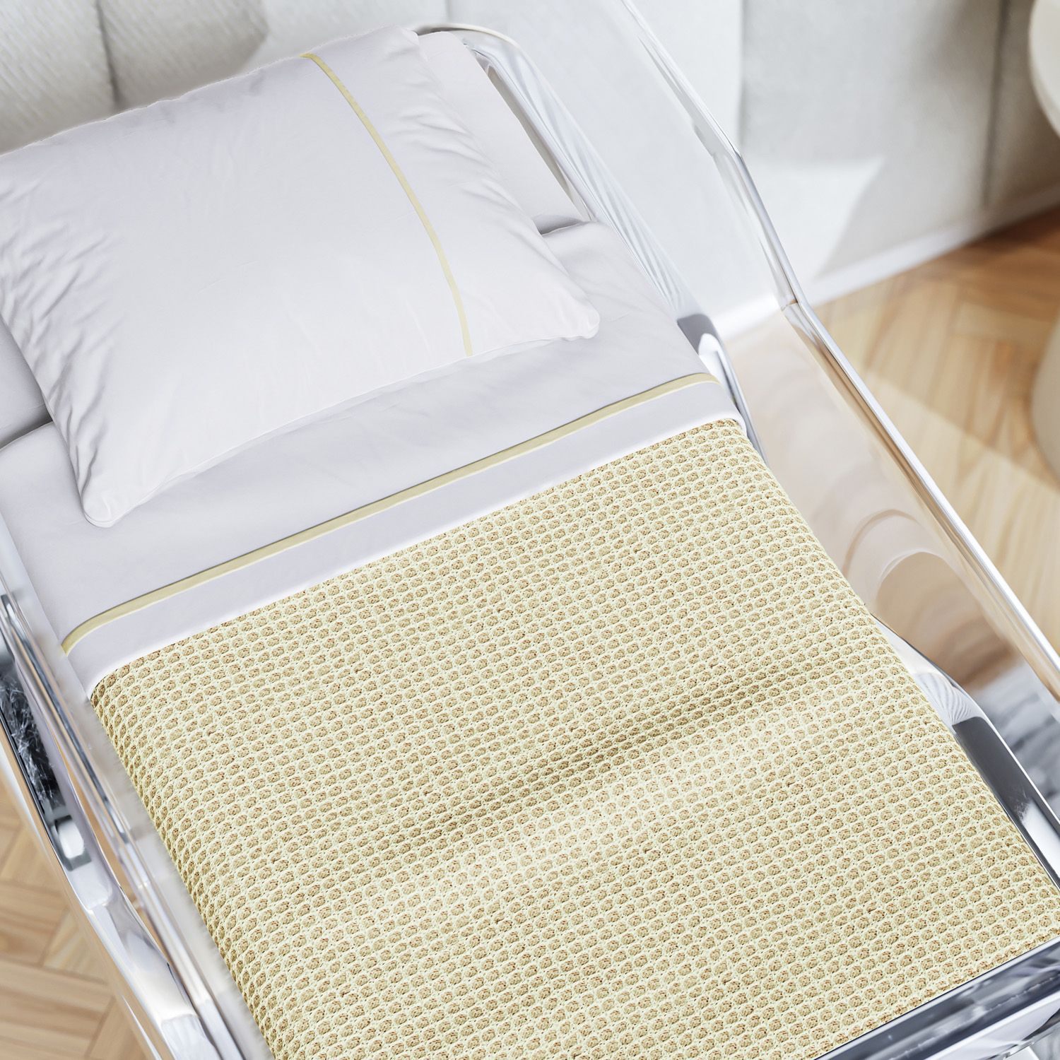 Manta Tricot Colmeia Berço Maternidade Branco 85cm