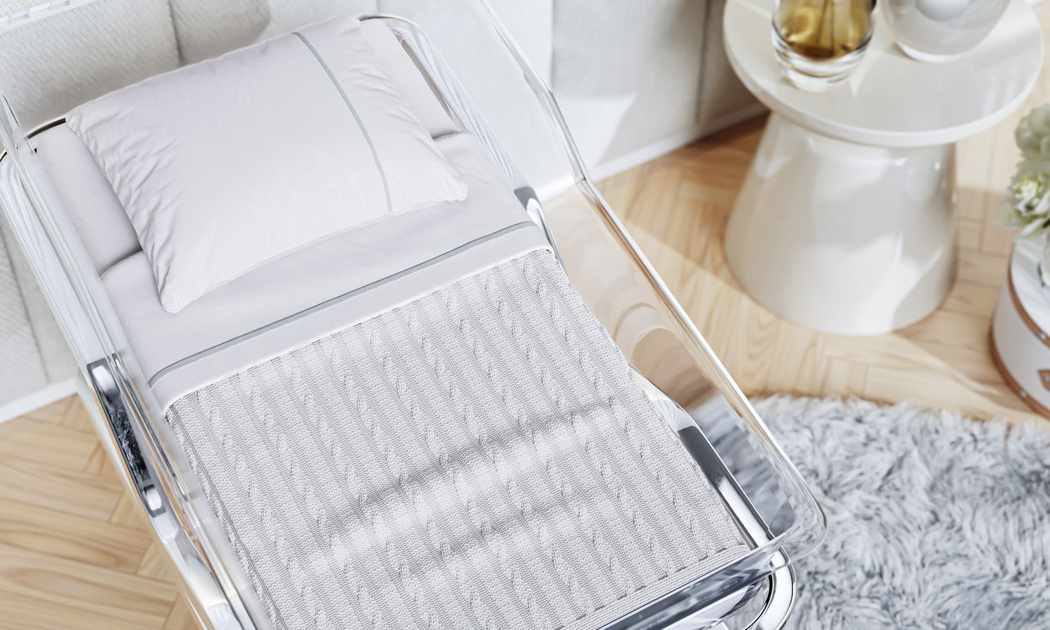 Manta Tricot Trança Berço Maternidade Rosa 85cm