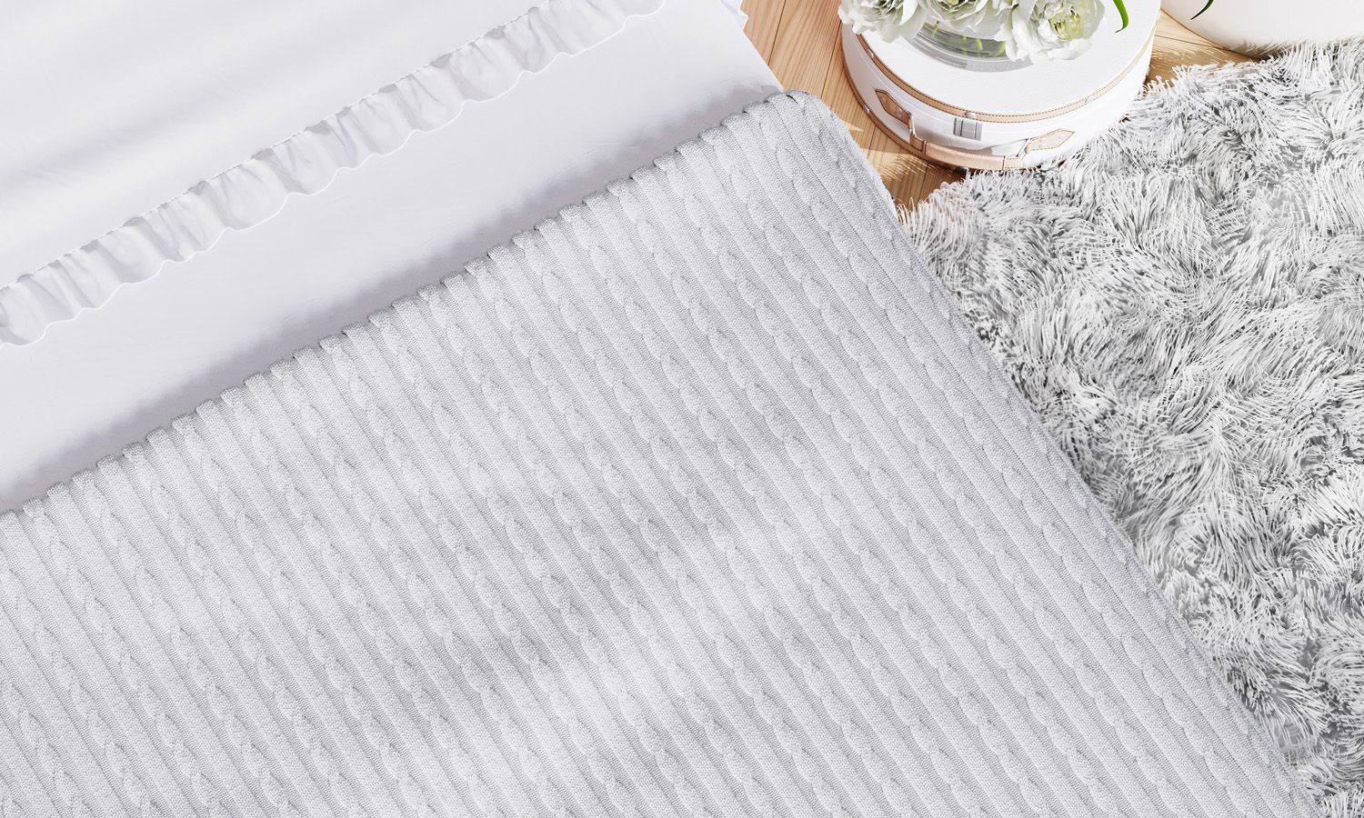 Manta Tricot Trança Cama Maternidade Rosa 2,55M