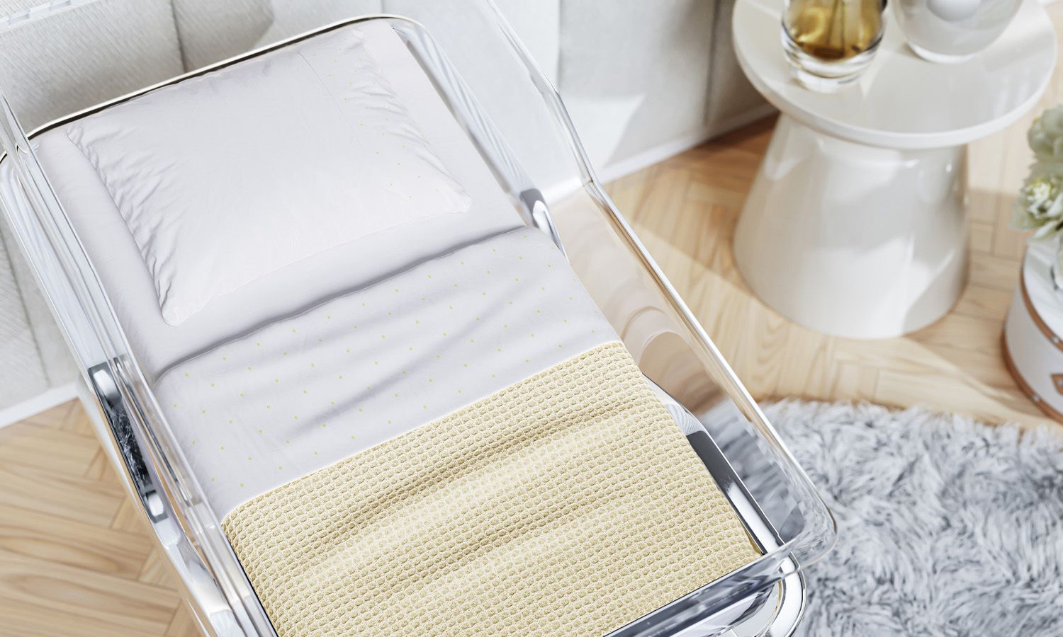 Jogo de Lençol Berço Maternidade Losango Amarelo 400 Fios - imagem 2