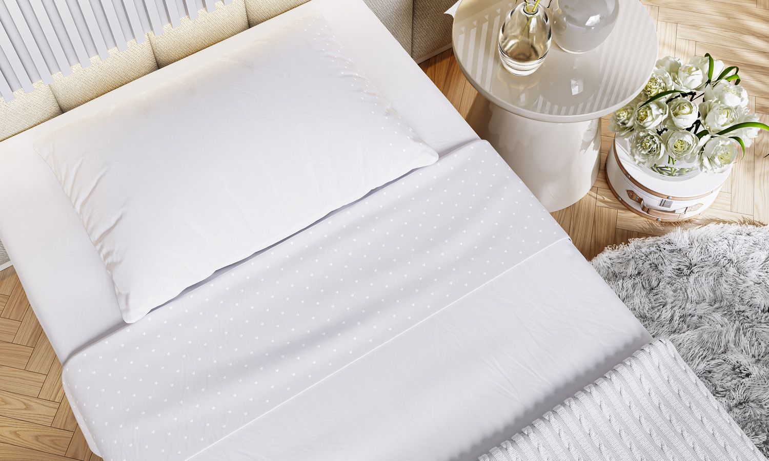 Jogo de Lençol Cama Maternidade Coração Branco