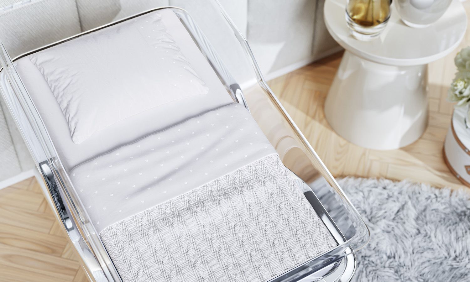 Jogo de Lençol Berço Maternidade Coração Branco