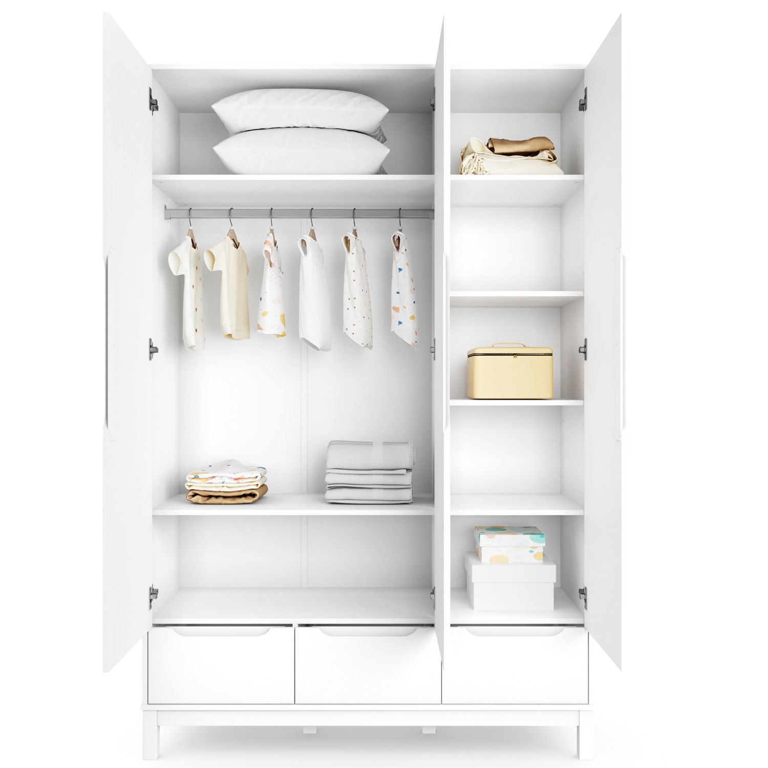 Guarda Roupa Infantil Branco 3 Portas Cozy
