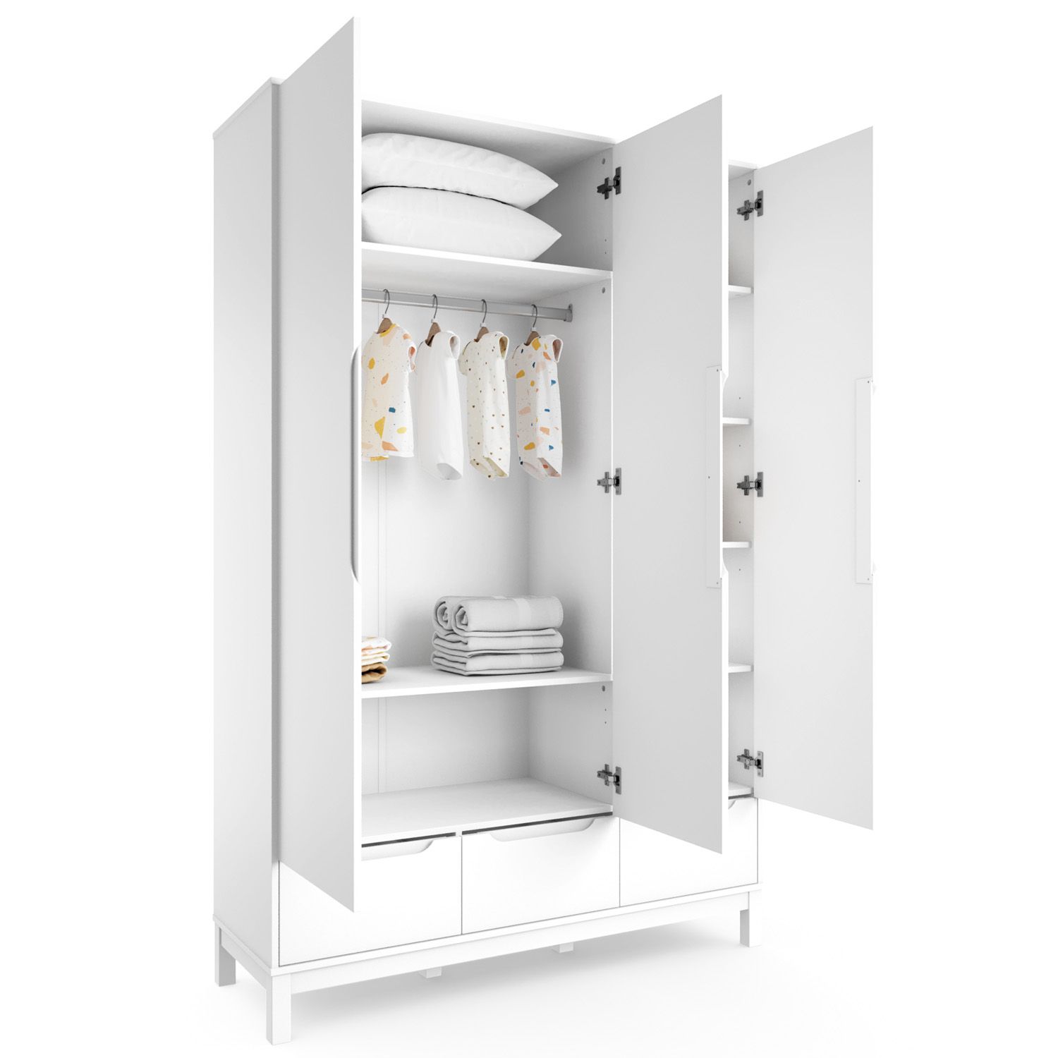 Guarda Roupa Infantil Branco 3 Portas Cozy