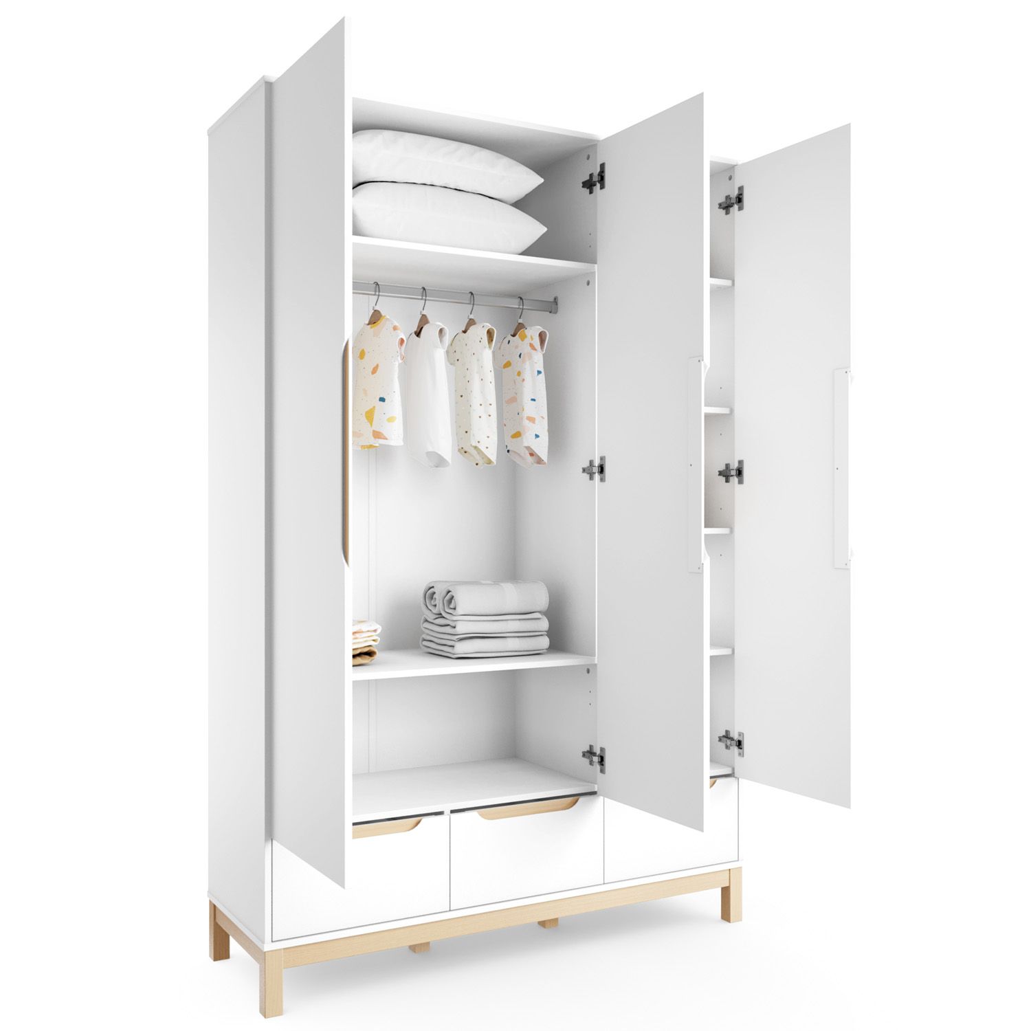Guarda Roupa Infantil Branco 3 Portas Cozy