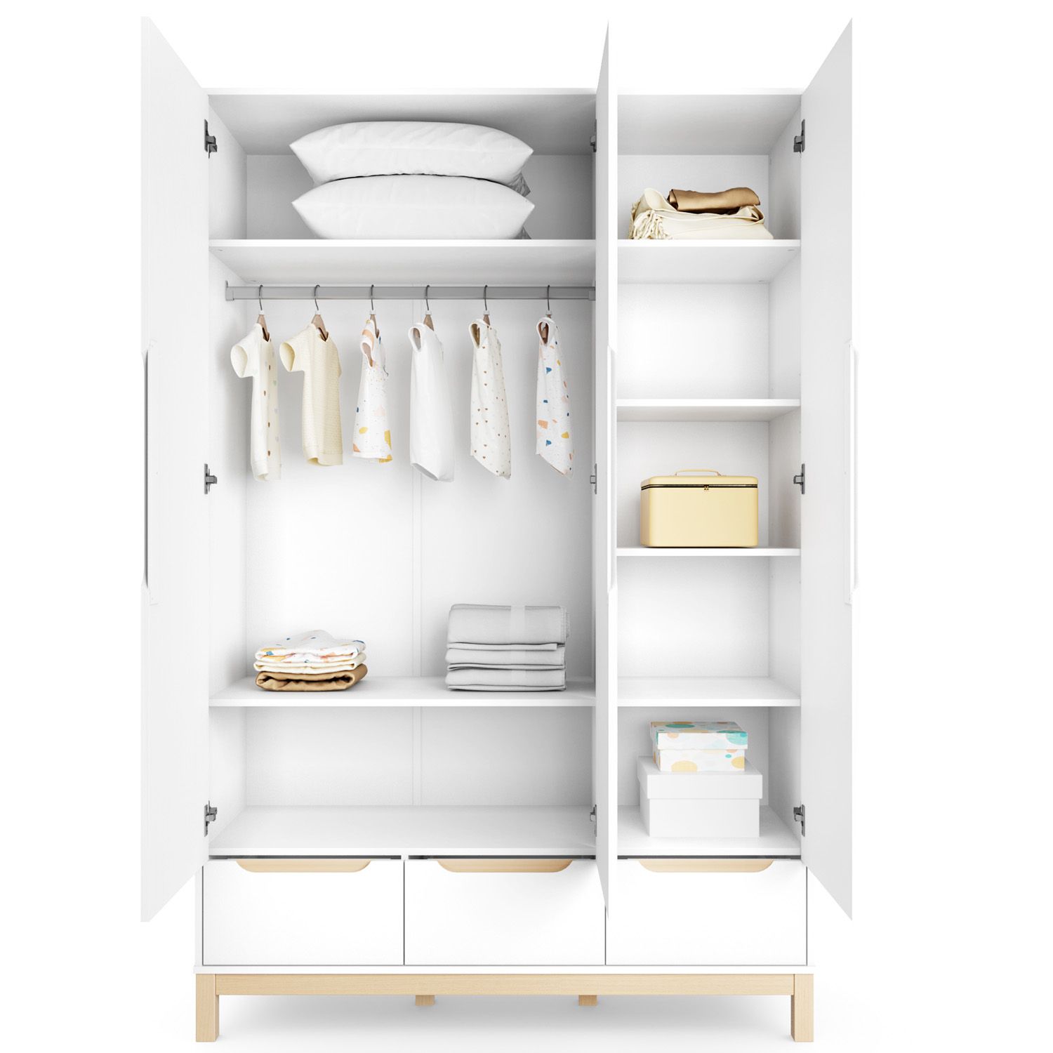 Guarda Roupa Infantil Branco 3 Portas Cozy