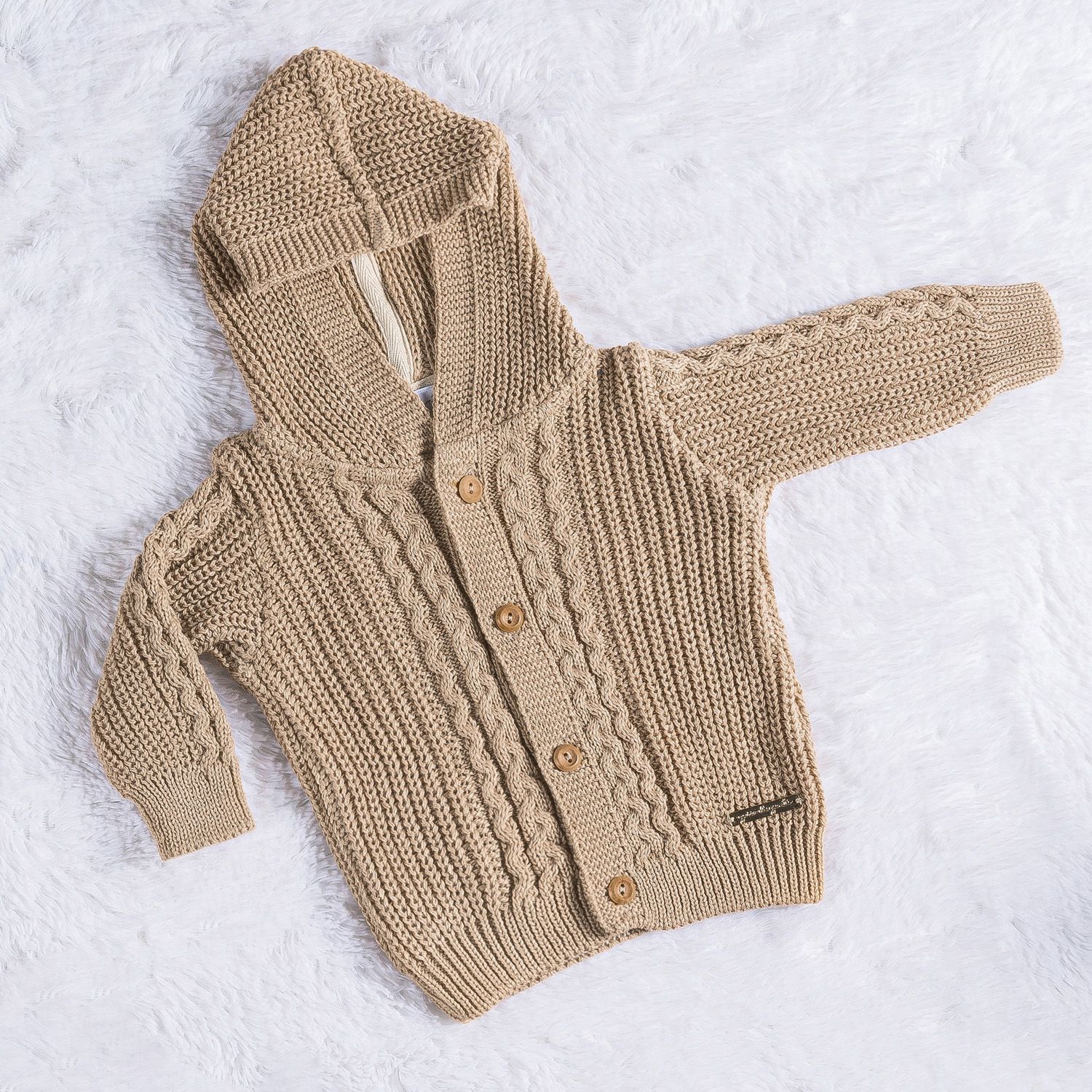 Casaquinho Tricot Capuccino com Capuz