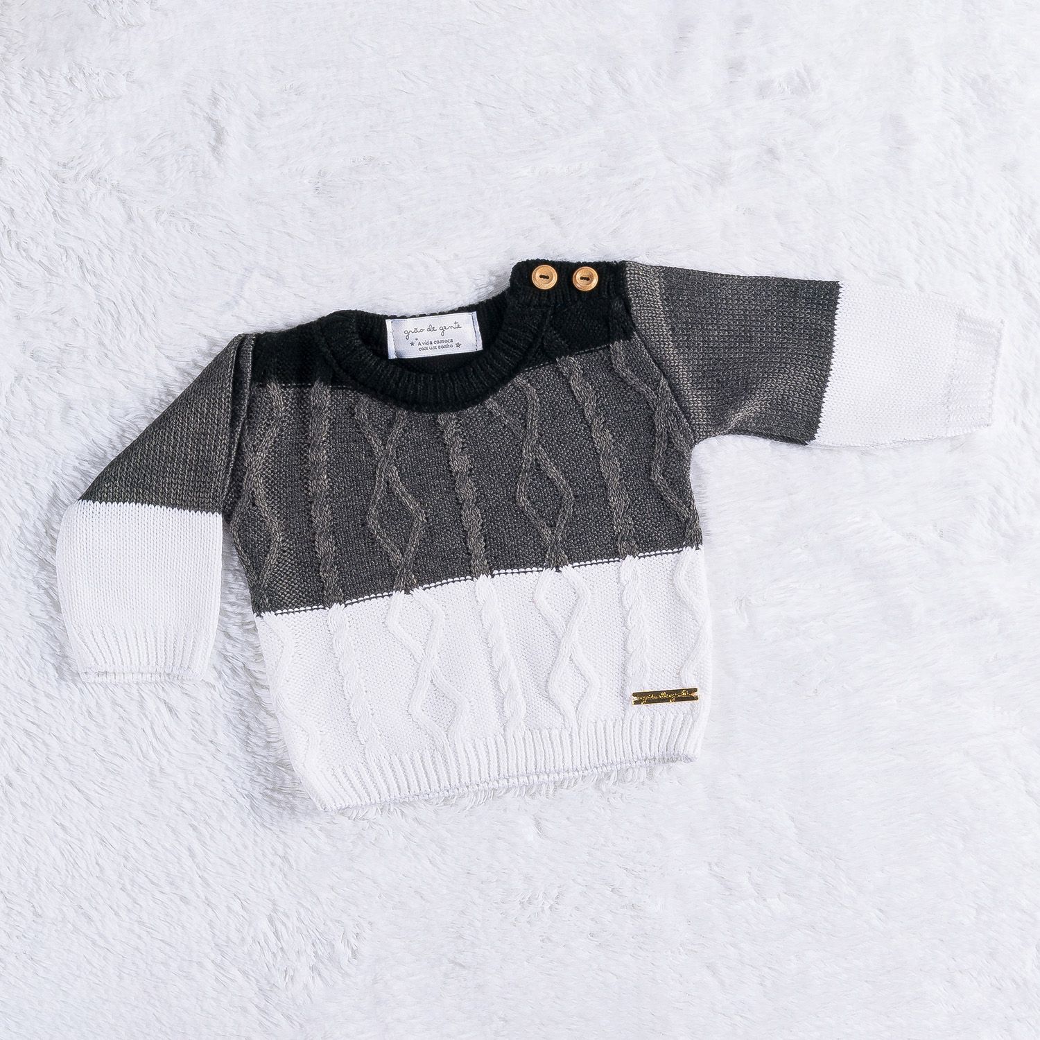 Casaquinho Tricot Trança Cinza Napolitano