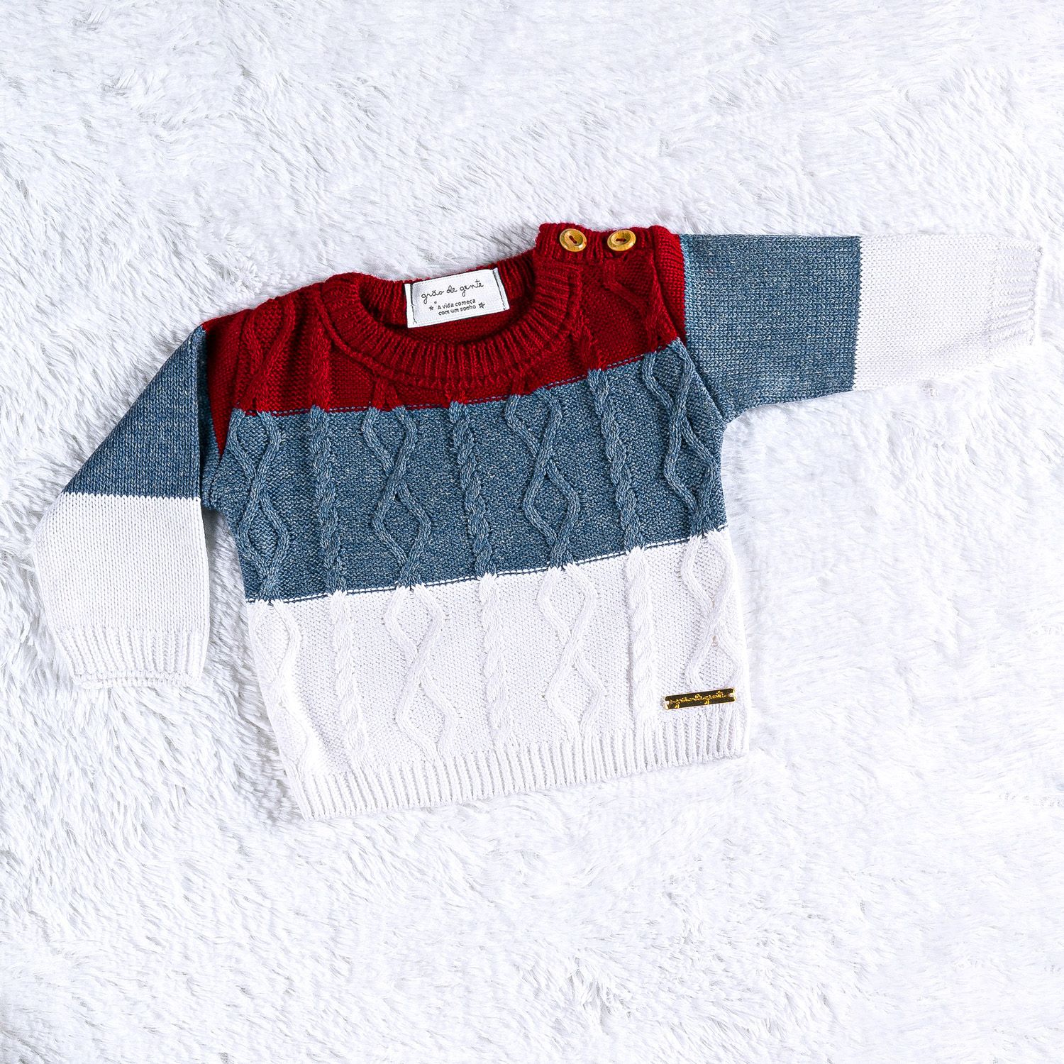 Casaquinho Tricot Trança Cinza Napolitano