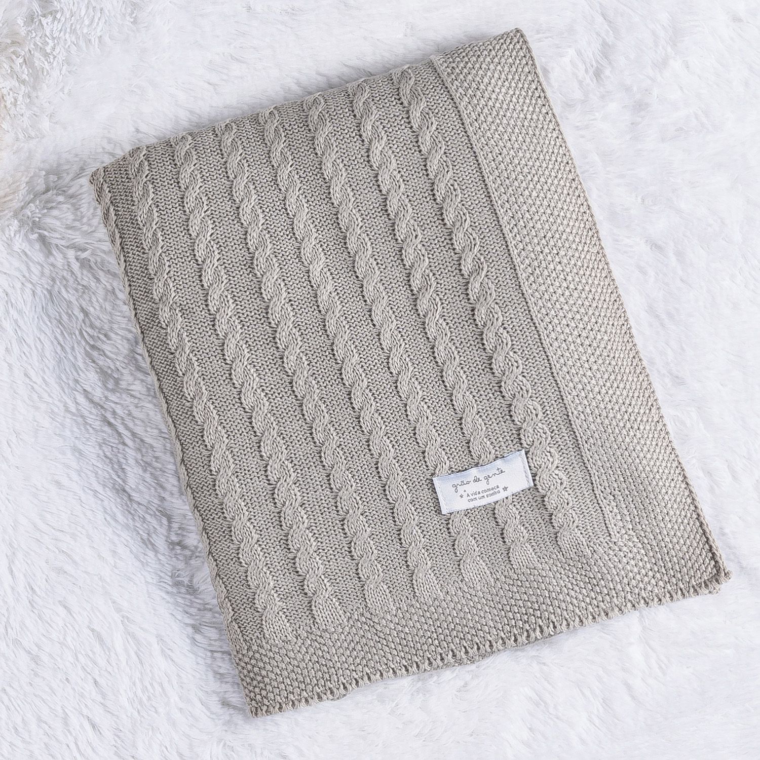 Manta Bebê Tricot Trança Azul Marinho 80cm