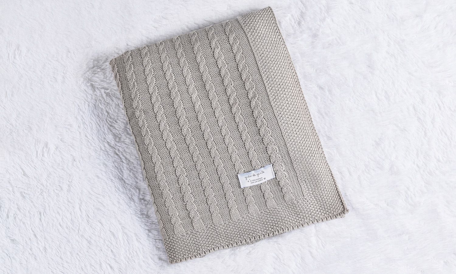 Manta Bebê Tricot Trança Azul Marinho 80cm