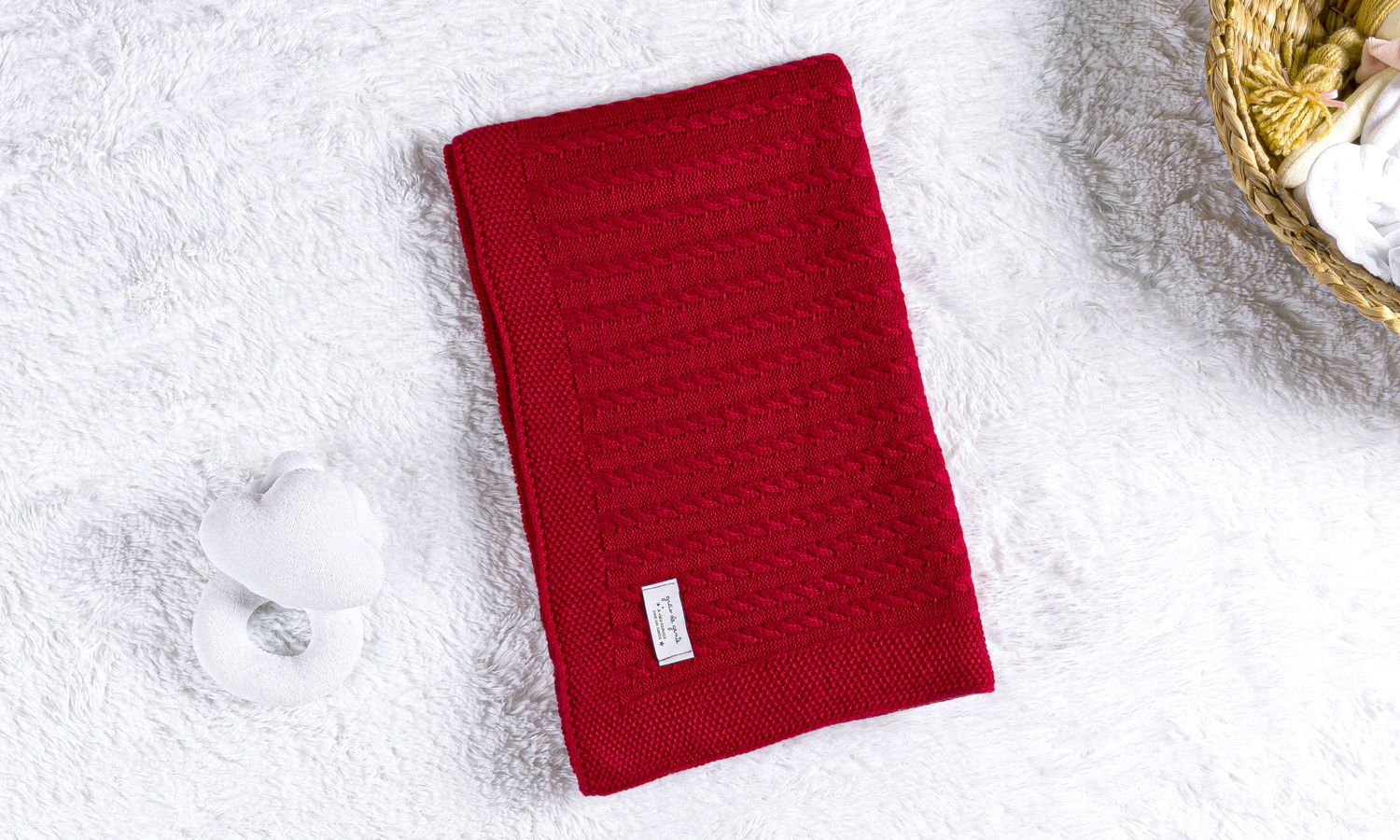 Manta Bebê Tricot Trança Azul Marinho 80cm