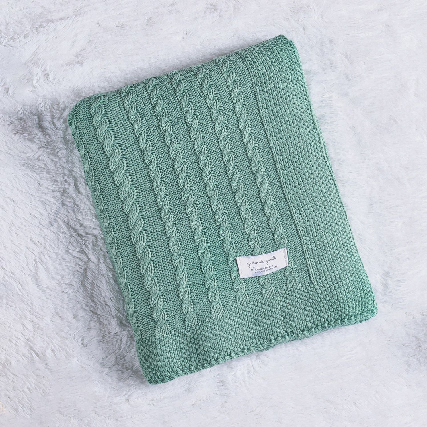 Manta Bebê Tricot Trança Azul Marinho 80cm