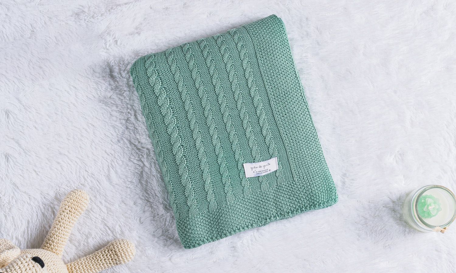 Manta Bebê Tricot Trança Azul Marinho 80cm