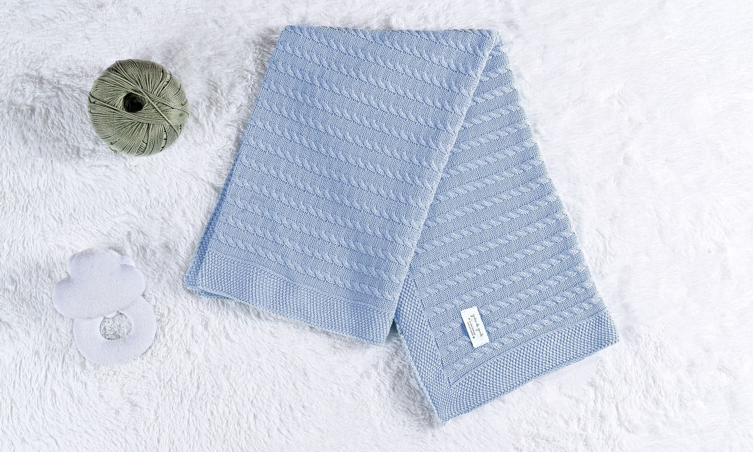 Manta Bebê Tricot Trança Azul Marinho 80cm