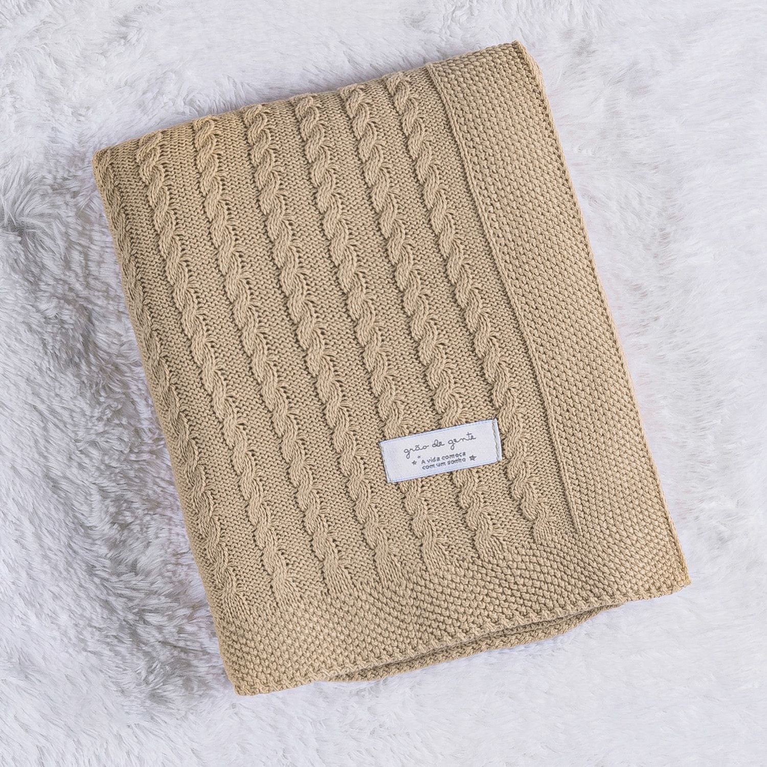 Manta Bebê Tricot Trança Azul Marinho 80cm