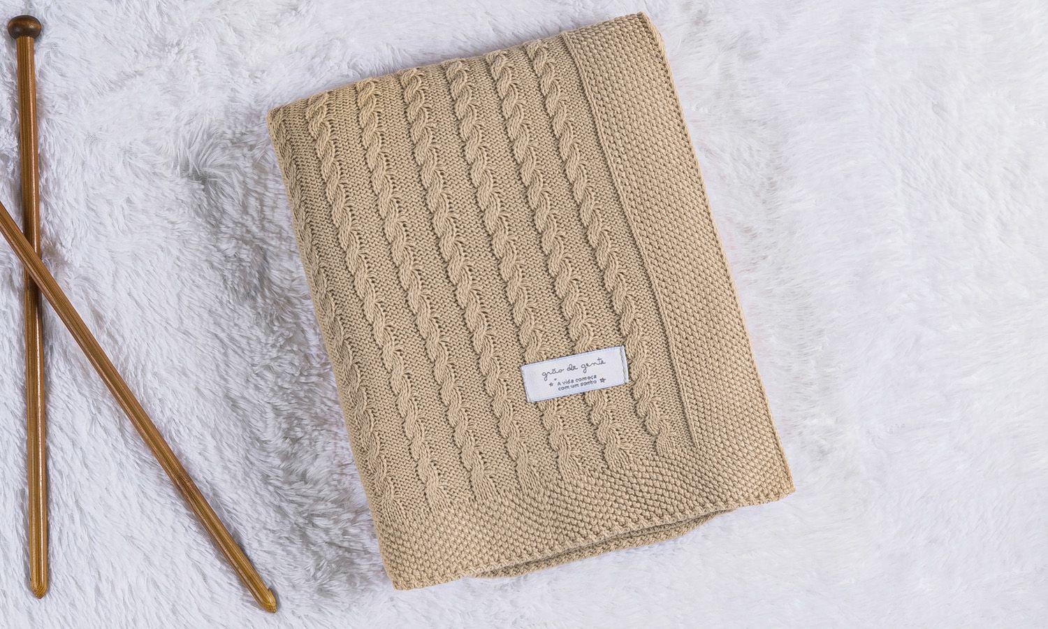 Manta Bebê Tricot Trança Azul Marinho 80cm