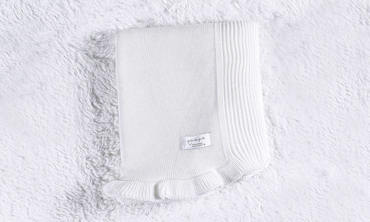 Manta Bebê Tricot Babado Rosé Nude 80cm