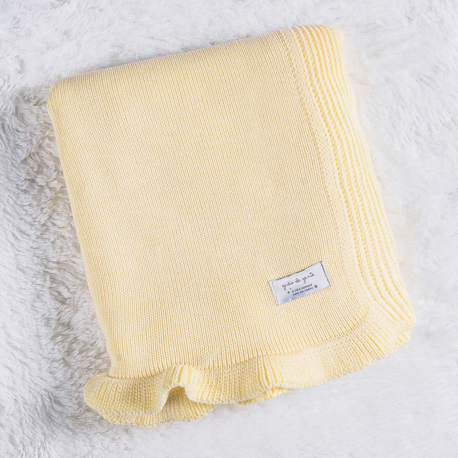 Manta Bebê Tricot Babado Rosé Nude 80cm