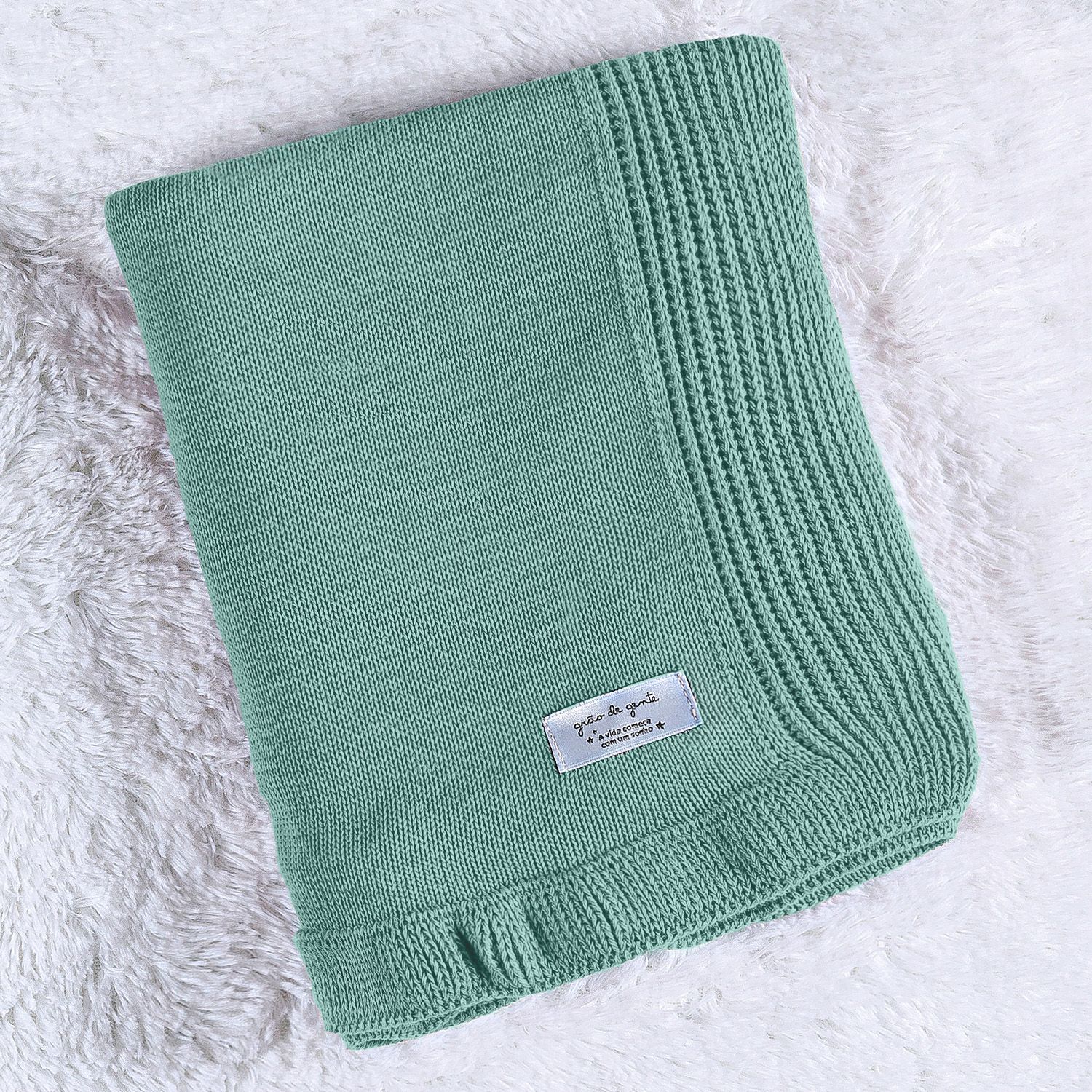 Manta Bebê Tricot Babado Rosé Nude 80cm