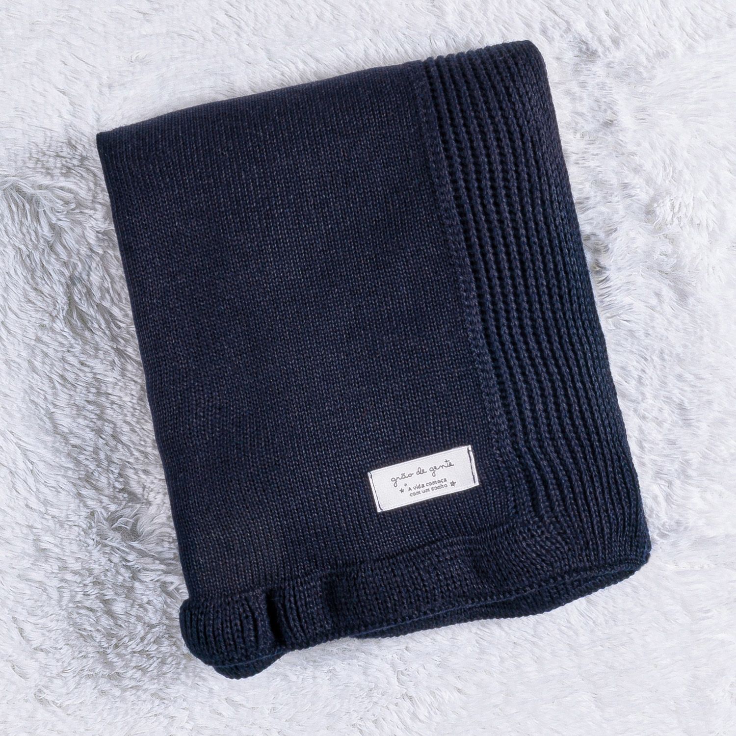 Manta Bebê Tricot Babado Rosé Nude 80cm