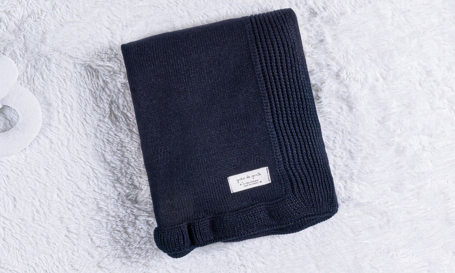 Manta Bebê Tricot Babado Rosé Nude 80cm