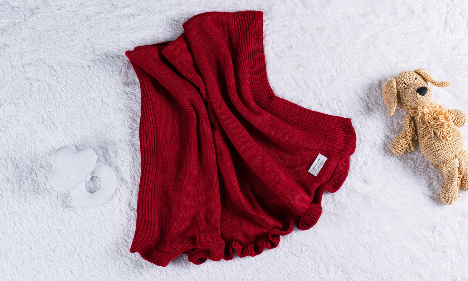 Manta Bebê Tricot Babado Rosé Nude 80cm