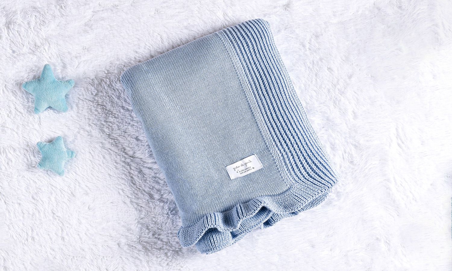 Manta Bebê Tricot Babado Rosé Nude 80cm