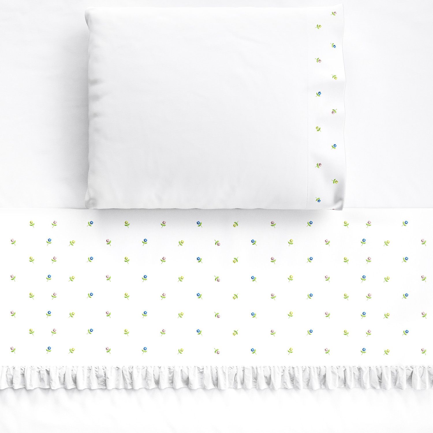 Jogo Lençol de Berço Bordado Floral Petit 3 peças