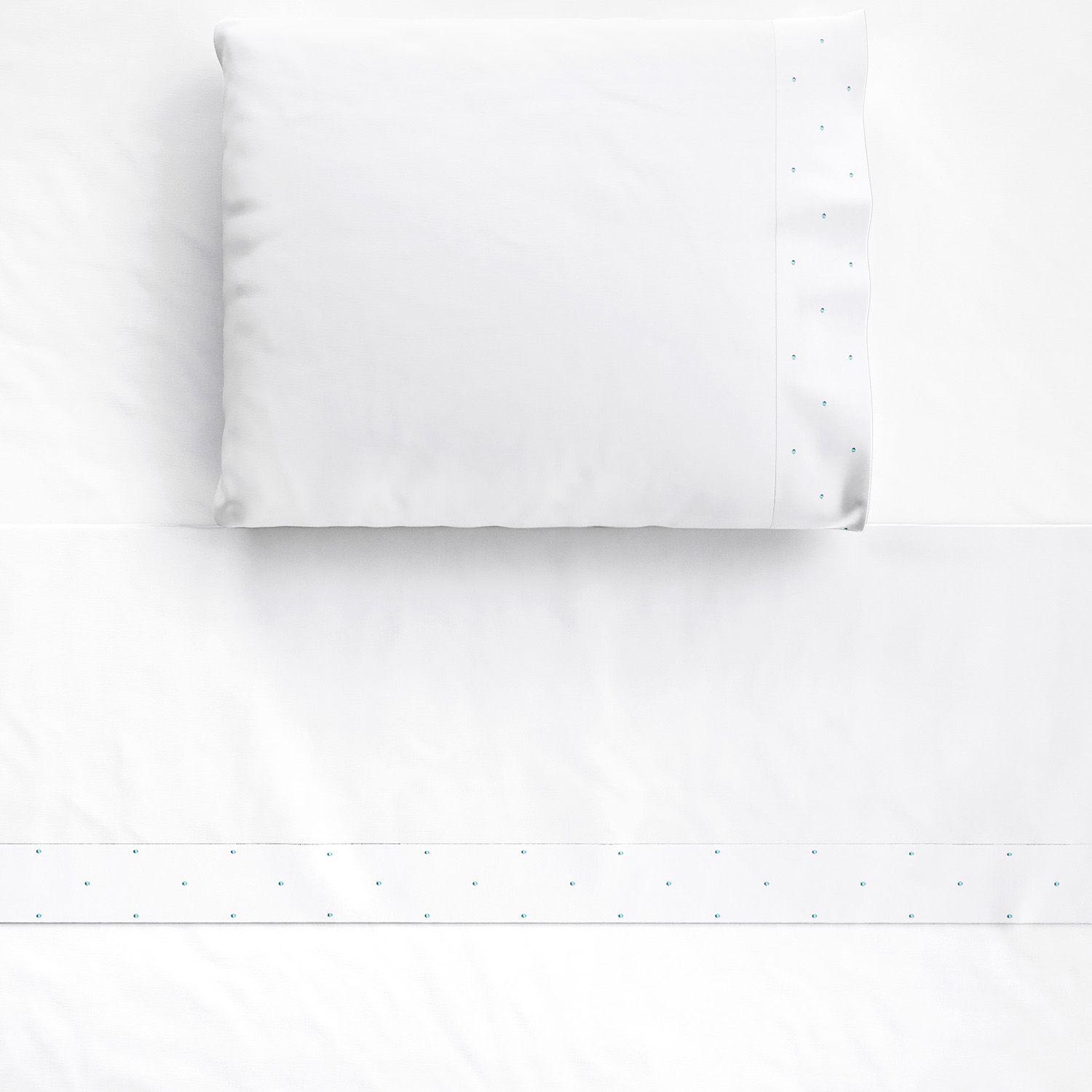 Jogo de Lençol Berço Bordado Poá Petit Azul 3 Peças