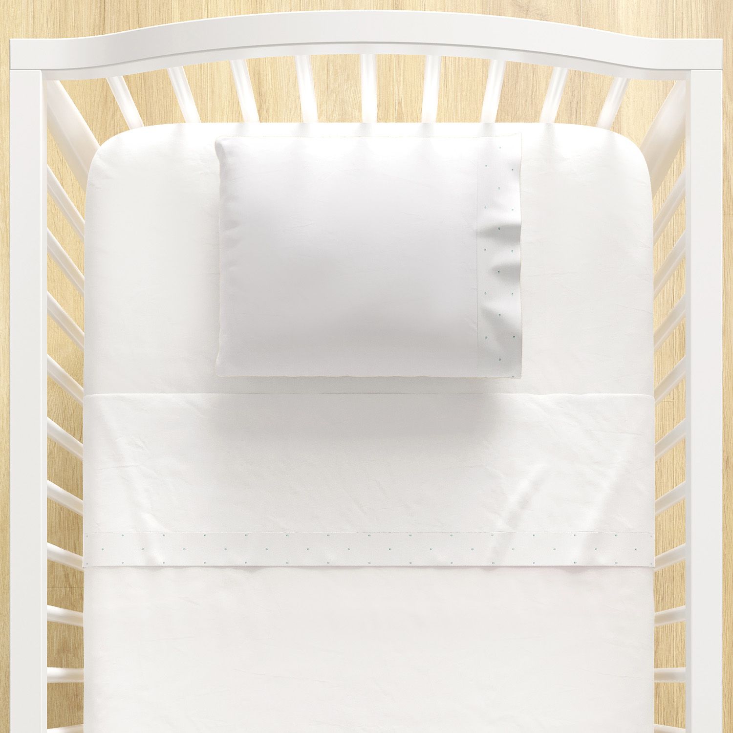 Jogo de Lençol Berço Bordado Poá Petit Azul 3 Peças